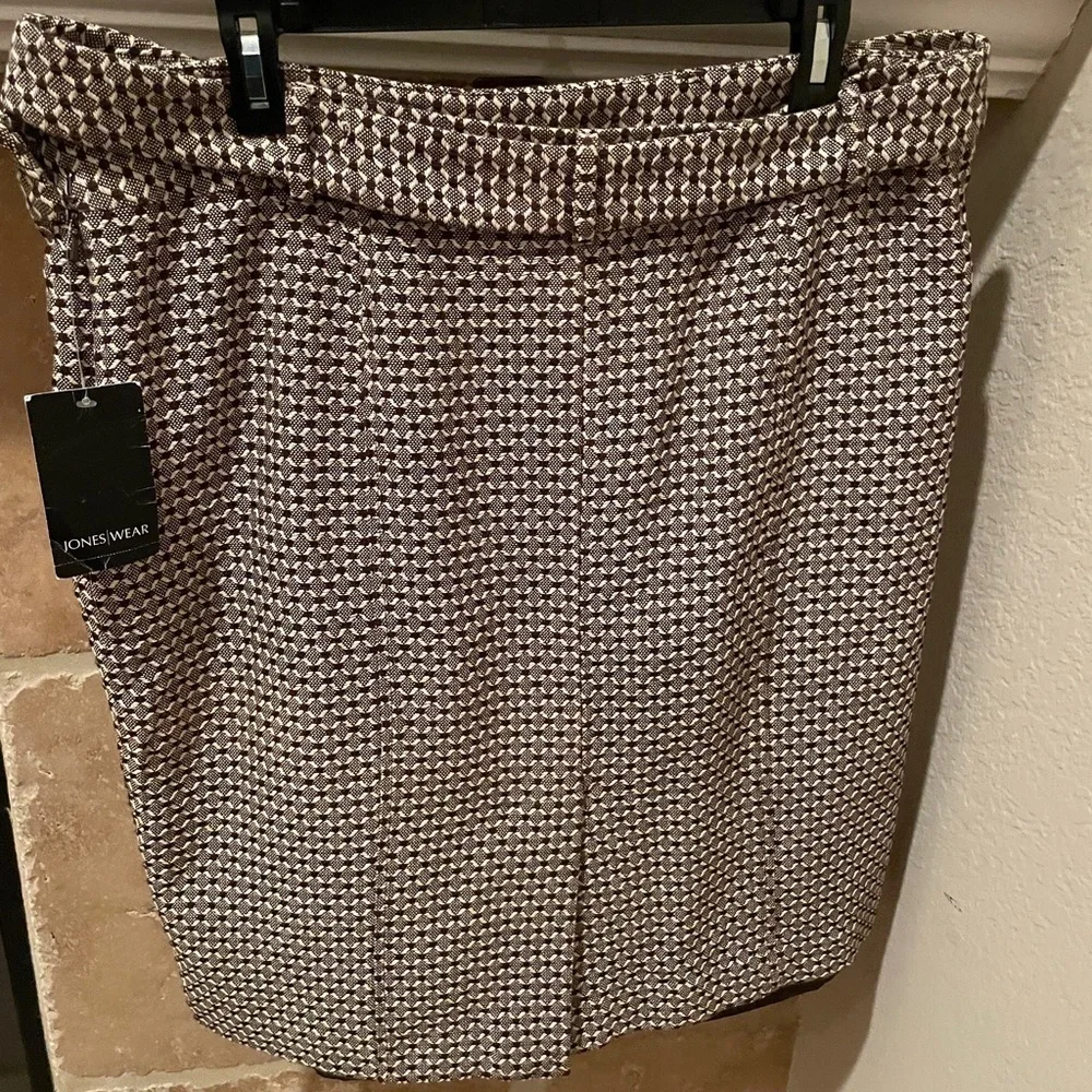 NWT Jones Wear VTG brown tweed skirt Old Money Business Career 18